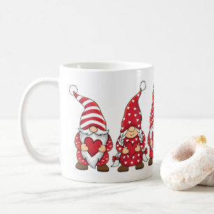 Red Gnomes with Hearts Personalised Valentine Day Coffee Mug