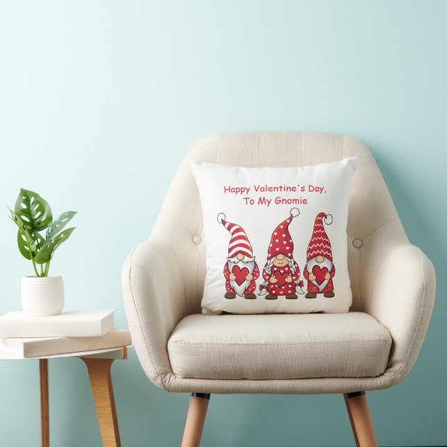 Red Gnomes with Hearts Personalised Valentine Day  Cushion (Chair)