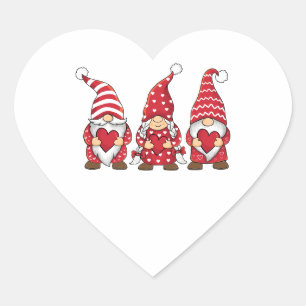 Red Gnomes with Hearts Personalised Valentine Day Heart Sticker
