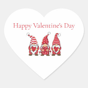 Red Gnomes with Hearts Personalised Valentine Day Heart Sticker