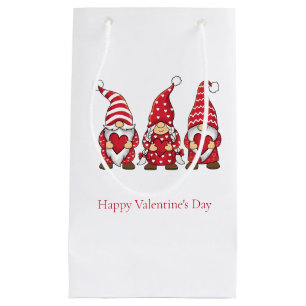 Red Gnomes with Hearts Personalised Valentine Day Small Gift Bag