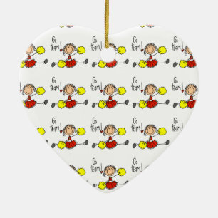 Red Go Team Cheerleader Ceramic Tree Decoration