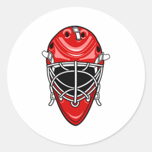 Red Goalie Helmet Classic Round Sticker