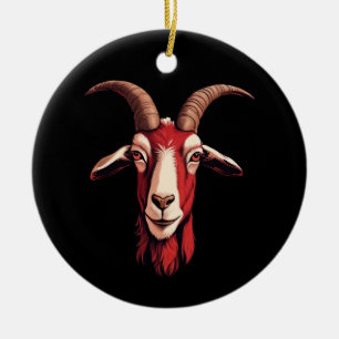 Red Goat Ceramic Tree Decoration