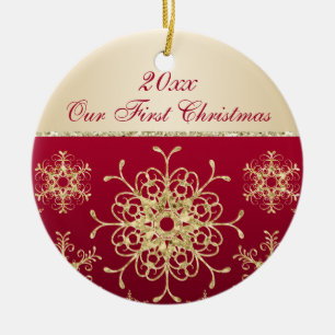 Red, Gold 1st Christmas Keepsake Ornament