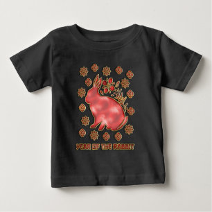 Red Gold 2023 Rabbit Lunar Chinese New Year Baby T-Shirt