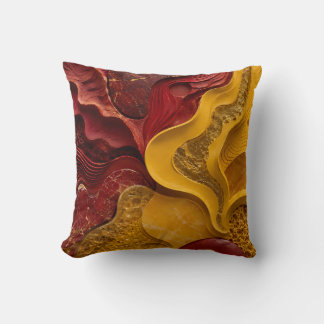 Red Gold Abstract Bold Fire Art Gift Cushion