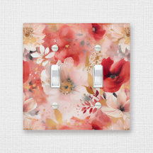 Red Gold Abstract Painting Floral Pattern