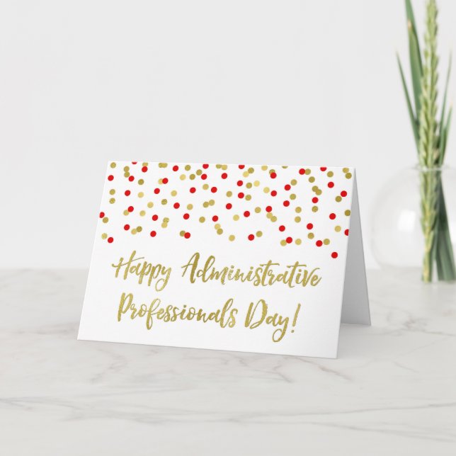 Red Gold Administrative Professionals Day Card (Front)