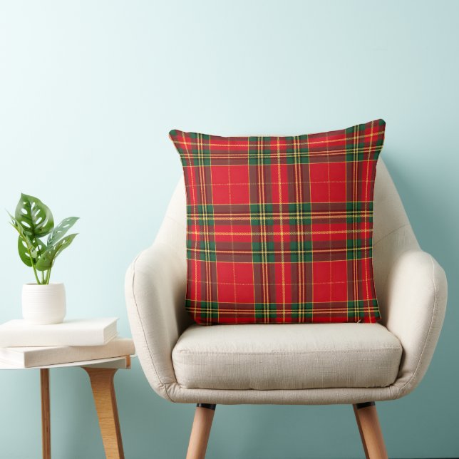Red Gold and Green Checkered Christmas    Cushion (Chair)