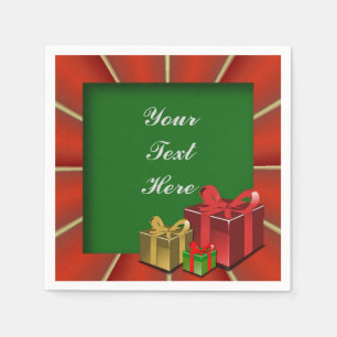 Red Gold and Green Christmas Boxes Napkins