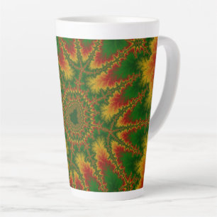 Red, Gold and Green Fractal Christmas Latte Mug