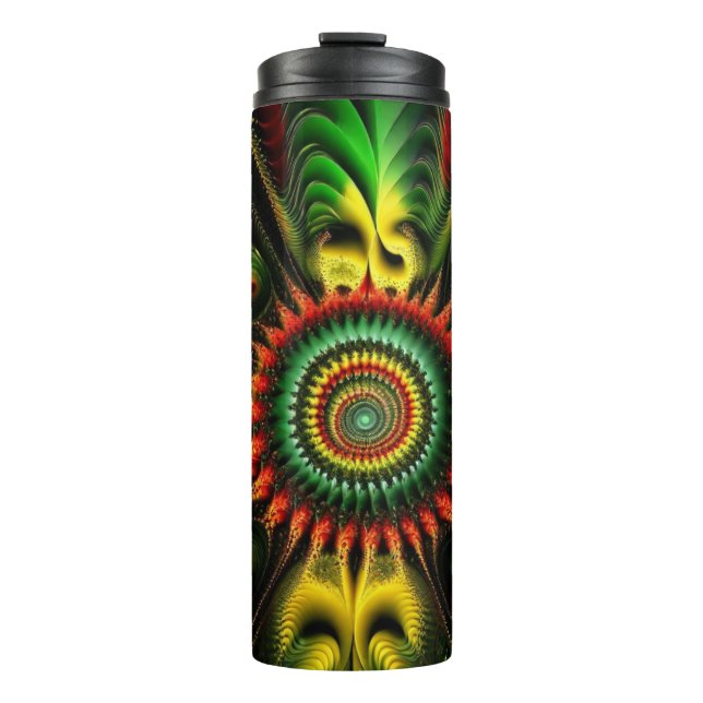 Red, Gold and Green in Abstract Thermal Tumbler (Front)