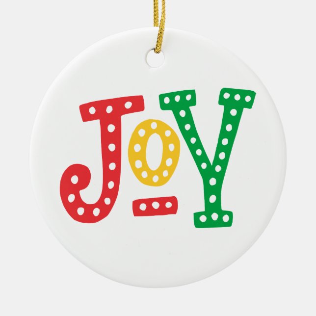 Red Gold and Green Joy Ceramic Tree Decoration (Front)