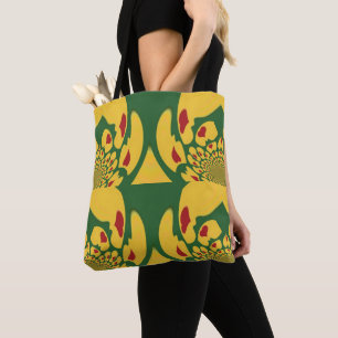 Red Gold and Green Rasta colours Pattern Art Desig Tote Bag