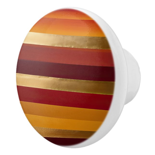 Red Gold and orange stripes Ceramic Knob (Right)