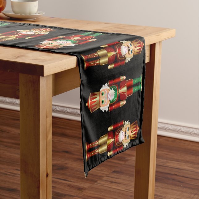 Red Gold and Red Gold Green Nutcrackers Medium Table Runner (In Situ)