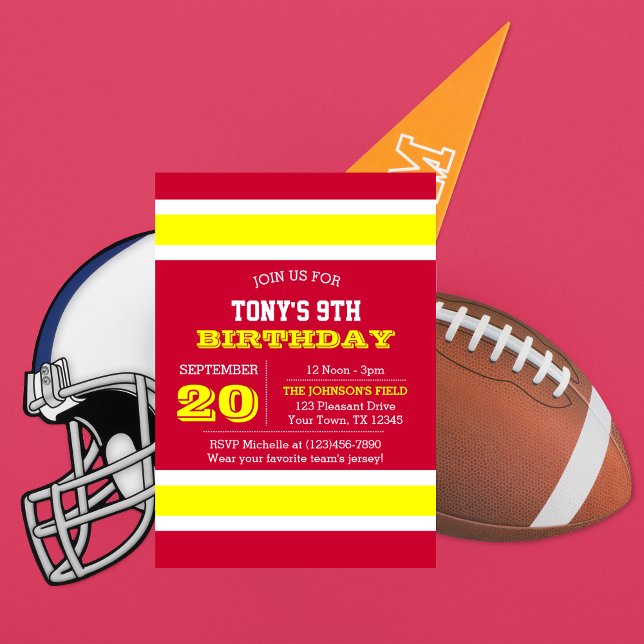 Red Gold and White Team Birthday Invitation (Creator Uploaded)