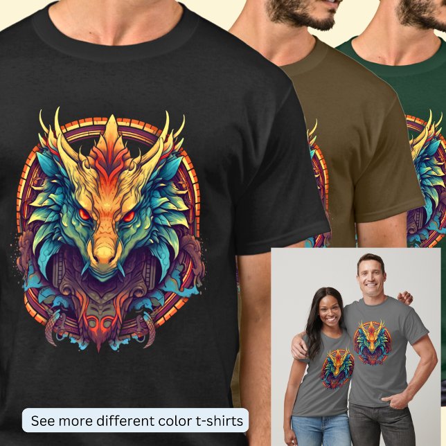 Red Gold Aqua Dragon Head T-Shirt (Creator Uploaded)