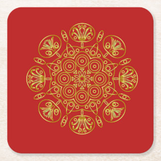 Red & Gold Arabic-inspired Paper Coasters