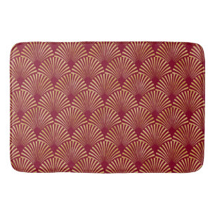 RED & GOLD ART DECO FAN LOOK PATTERNS BATH MAT