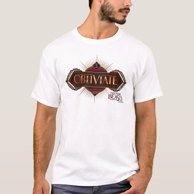 Red & Gold Art Deco Obliviate Spell Graphic T-Shirt (Front)