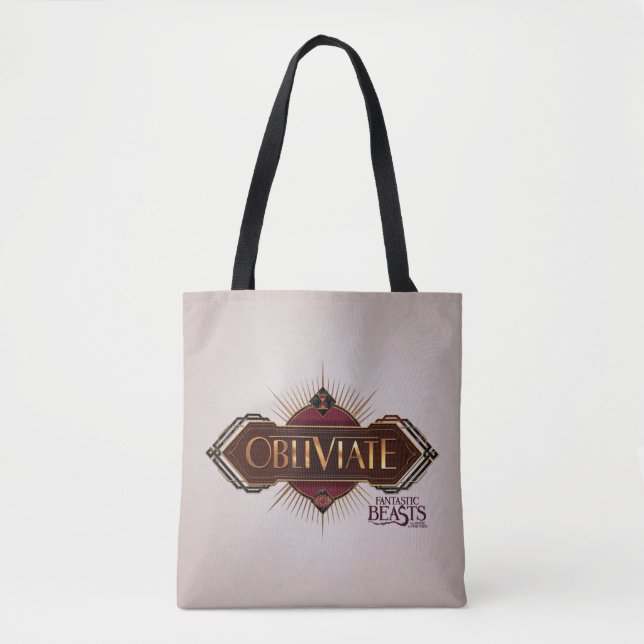Red & Gold Art Deco Obliviate Spell Graphic Tote Bag (Front)