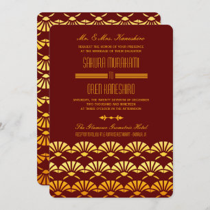 Red & Gold Art Deco Style Wedding Invites