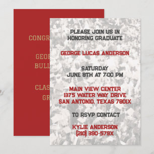 Red Gold Athlete Player Graduation Invitation 