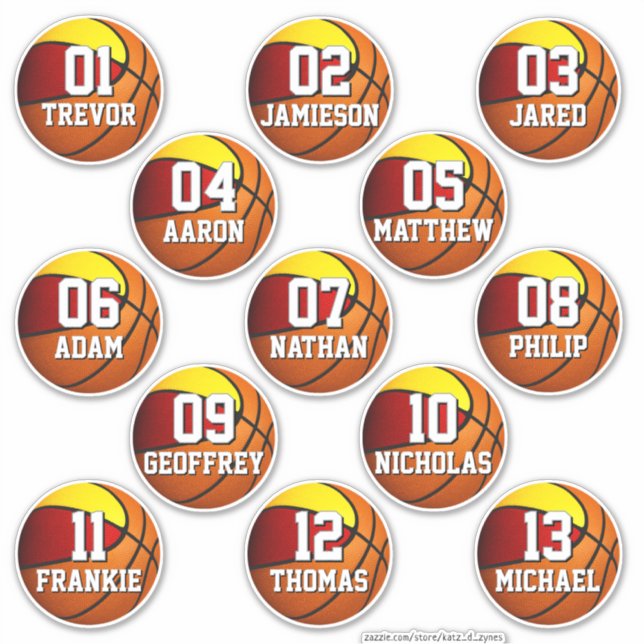 red gold basketball team colors 13 bottle labels (Front)
