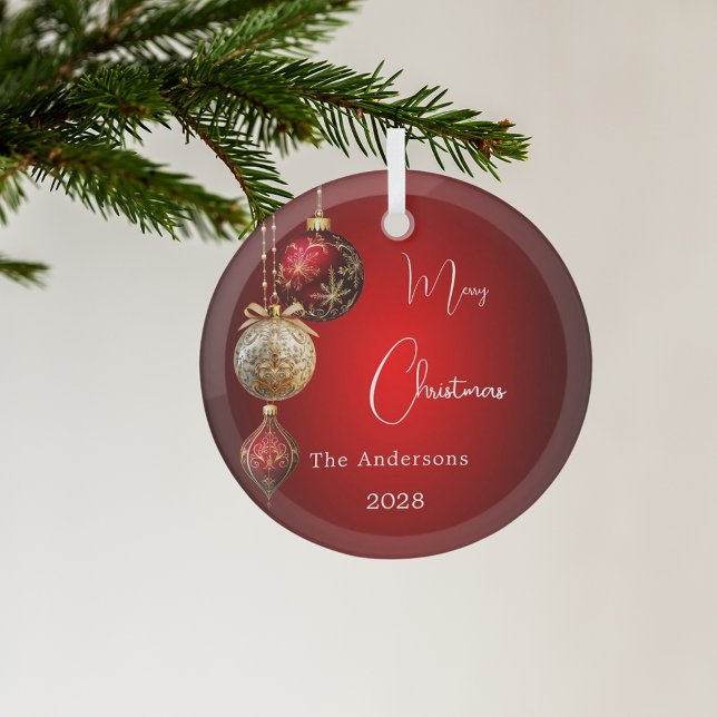 Red gold baubles Christmas decor Glass Tree Decoration (Creator Uploaded)