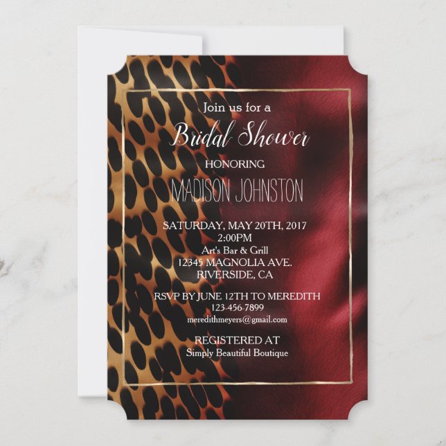 Red Gold Black Cowhide Invitation (Front)