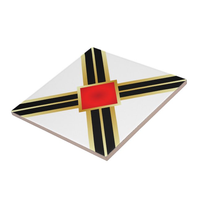 Red Gold Black Criss Cross Tile (Side)