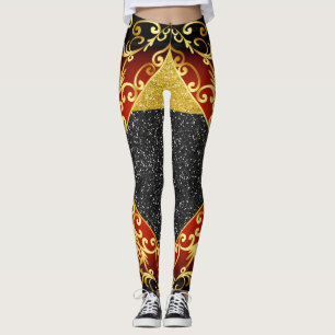Red Gold Black Pop Fashion Leggings