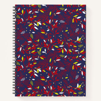 Red Gold Botanical Autumn Leaves Notebook