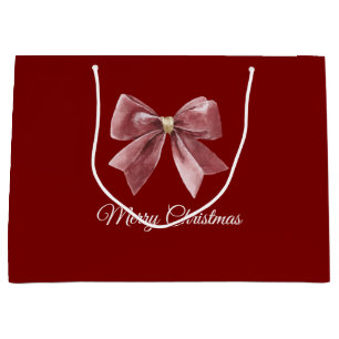 Red Gold Bow Christmas Large Gift Bag