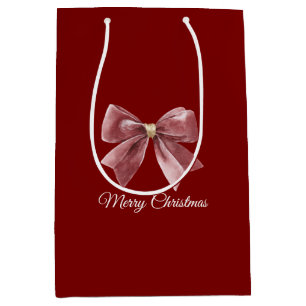 Red Gold Bow Christmas Medium Gift Bag