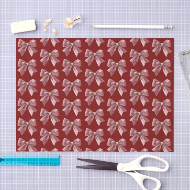 Red Gold Bow Christmas Tissue Paper (Craft)