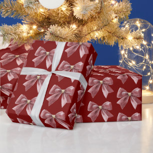 Red Gold Bow Christmas Wrapping Paper