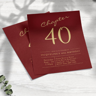 Red Gold Budget 40th Birthday Invitation Flyer