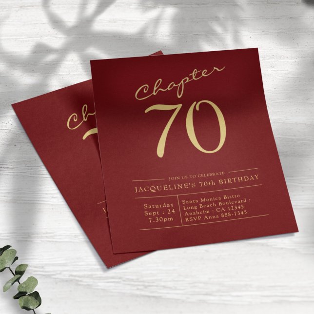 Red Gold Budget 70th Birthday Invitation Flyer (Creator Uploaded)