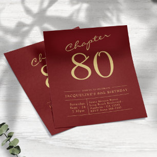 Red Gold Budget 80th Birthday Invitation Flyer