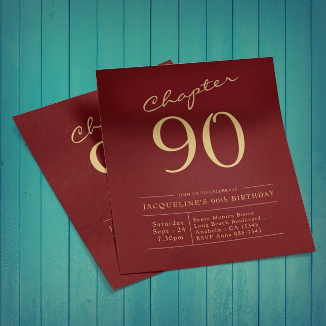Red Gold Budget 90th Birthday Invitation Flyer (Creator Uploaded)