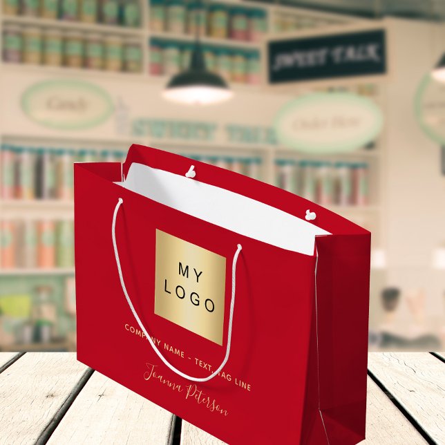 Red gold  business logo paper shopping bag (Creator Uploaded)