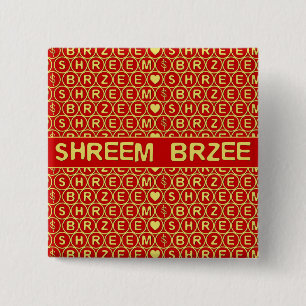 Red Gold Chant Shreem Brzee attract wealth 15 Cm Square Badge