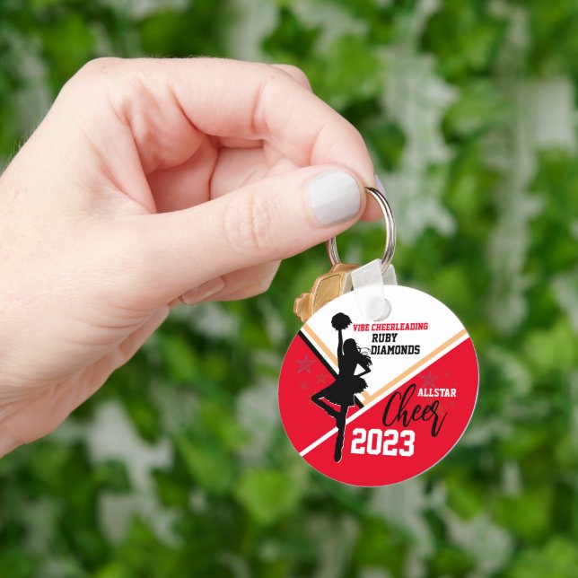 Red Gold Cheer Gift Bag Ideas Key Ring (Hand)