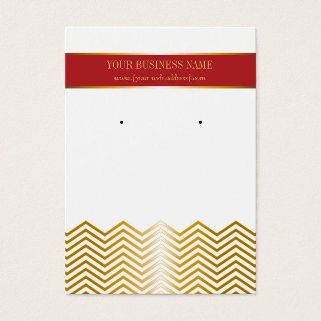 Red Gold Chevron Custom Earring Card (Front)