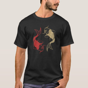 Red Gold Chinese Carp Asian Japanese Two Koi Fish  T-Shirt