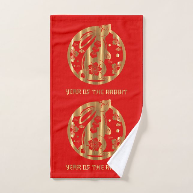Red Gold Chinese New Year of Rabbit Hand Towel (Hand Towel)