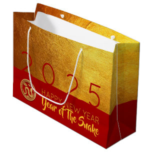 Red Gold Chinese Snake paper-cut 2025 LGB Large Gift Bag